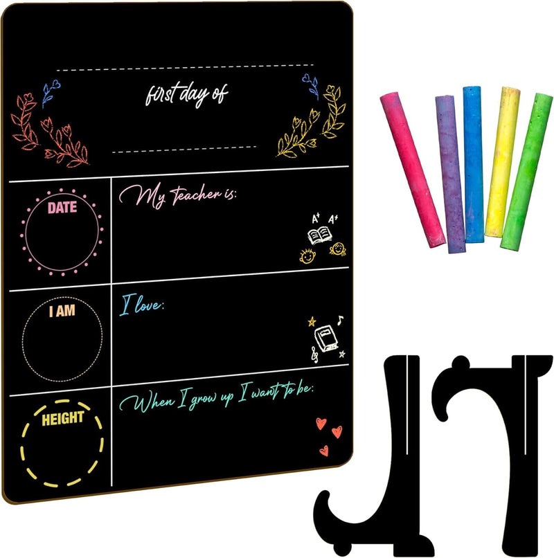 Musemory First and Last Day of School Chalkboard Sign for Kids, Reusable School Photo Prop with Chalk Surface, First Day of Kindergarten Preschool Board, Back to School Sign - Image 2